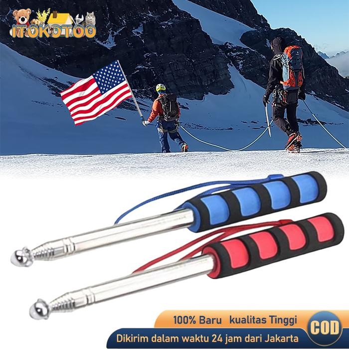 Pesta- 2meter Tiang Bendera Portable Tongkat Bendera Teleskopik