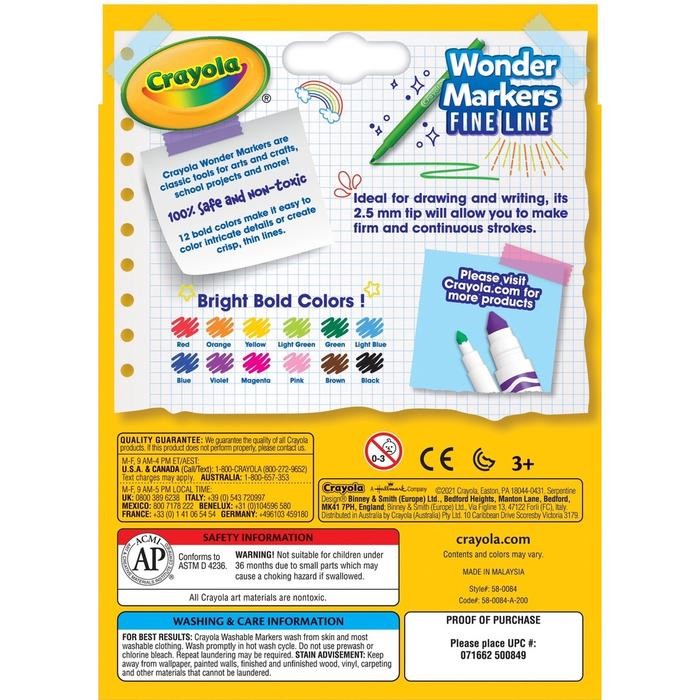 

CRAYOLA 12CT COLORS WONDER MARKERS