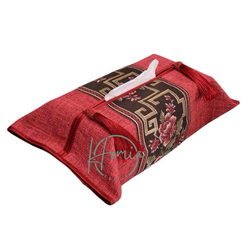 Sarung Tisu Bordir / Sarung Tisu bahan kain Imlek / Cover Tissu Bordir