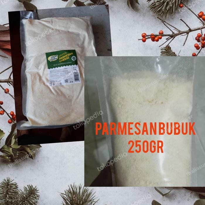 

BARANG TERLARIS GREEN VALLEY PARMESAN BUBUK 250GR,KEJU CAMPURAN MAKANAN/CAKE/PASTA DLL