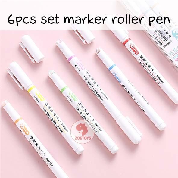 

6PCS SET MARKER ROLLER PEN LINE SHAPES COLORFUL DRAWING TOOLS ART-ZY