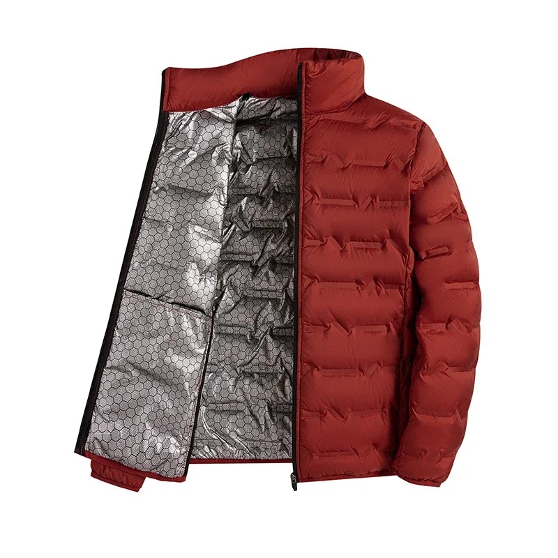 Winter White Down Jacket Men Graphene Self-Heating Windproof Pleated Puffer Jackets Stand Collar