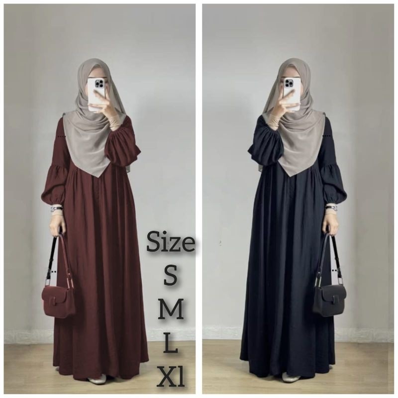 Gamis Abaya Naura Lengan Balon Gamis Dress Remaja/Busui Gamis Lebaran/Kondangan Kekinian Viral