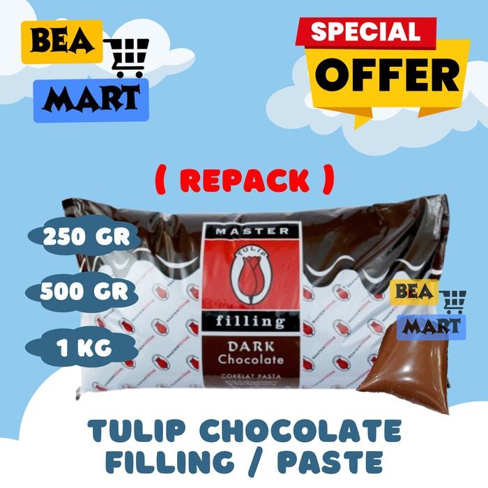 

Tulip Dark Chocolate Filling 250gr 500gr 1kg Selai Coklat Cokelat Repack 250 500 gr 1 kg