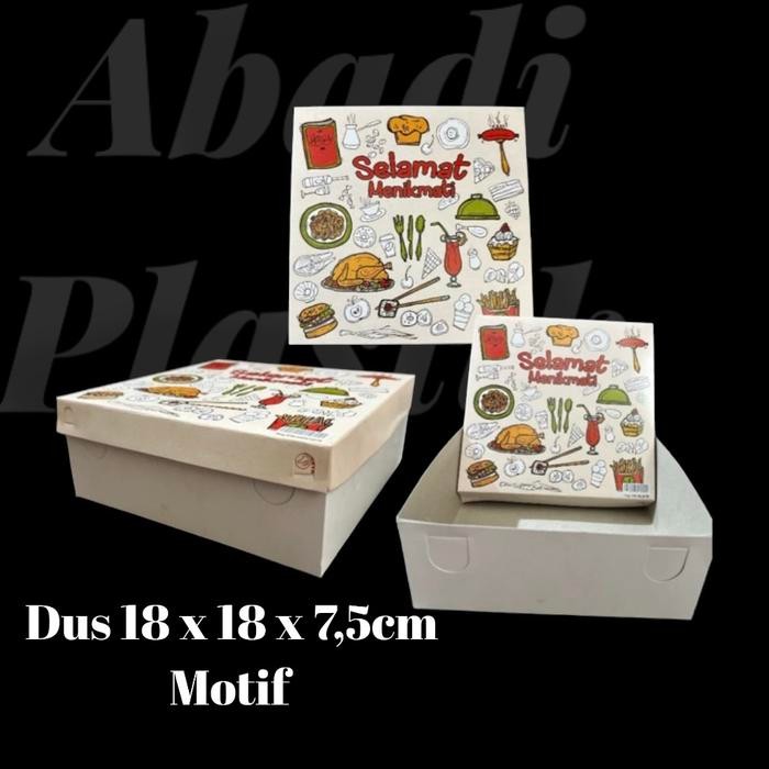 DUS NASI MOTIF / KOTAK NASI / KOTAK NASI UKR 18x18 ISI 50 PCS