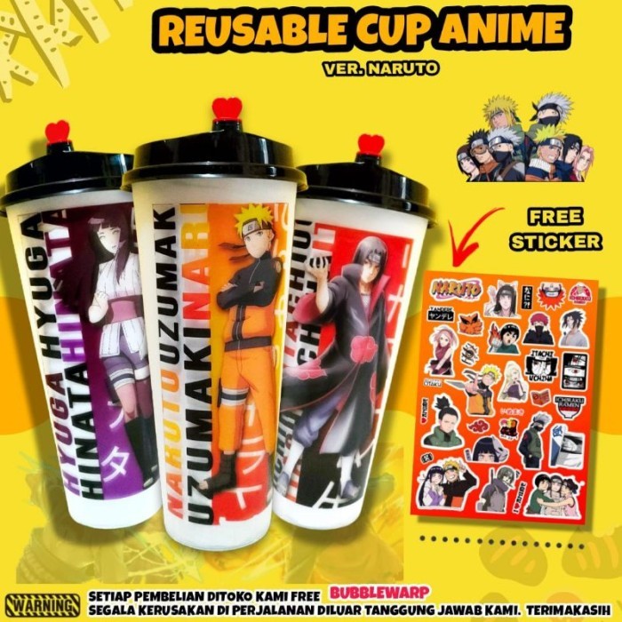 Terlaris 3 - Tumbler Anime Reusable Cup Gelas Air Botol Minum Viral