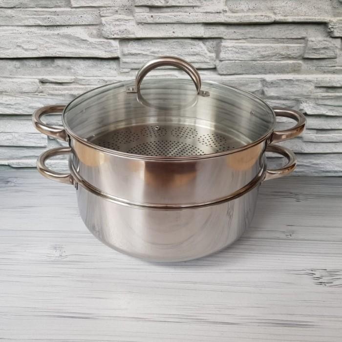 Super steamer 40 cm 2 susun SUPRA stainle / panci kukus 2 susun besar