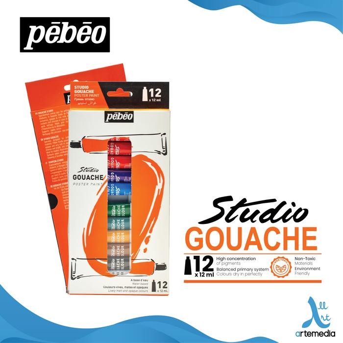 

Cat Guas Pebeo Studio Gouache Paint 12X12Ml Tube Set