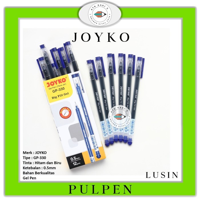 

JOYKO - Pulpen Gel Pen Pena GP-330 Hitam - Biru - Lusin