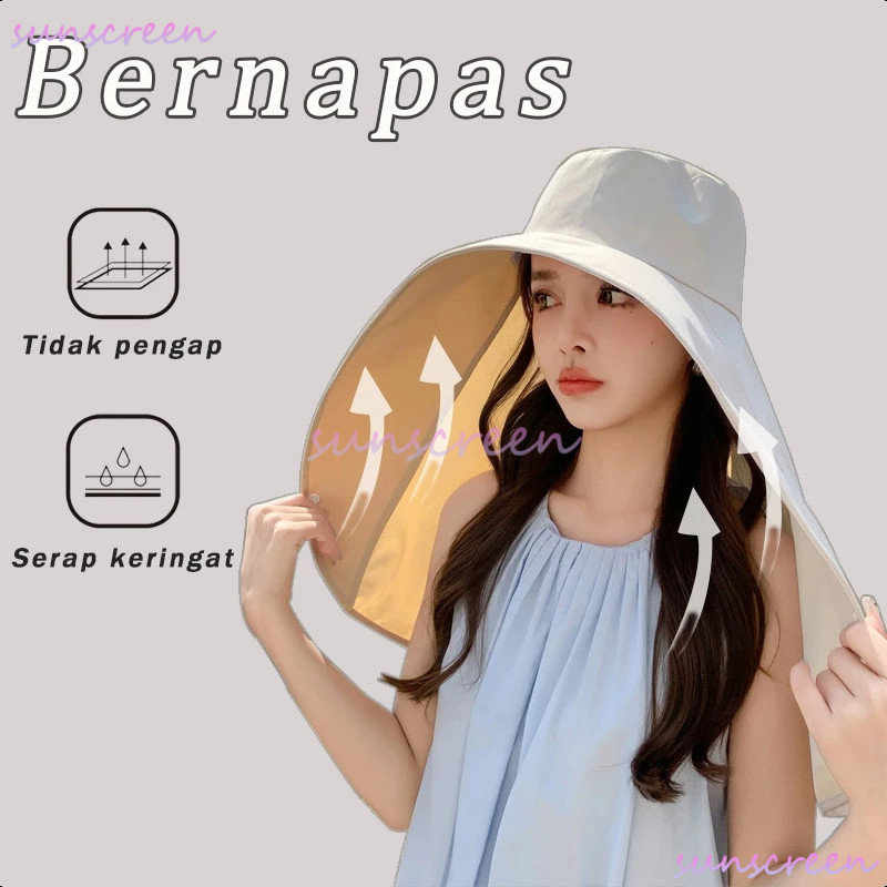 Beaded Bloom Topi Anti Uv Wanita Import Topi Matahari Wanita Selendang Pelindung Matahari Topi