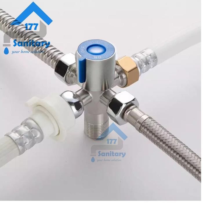 kran cabang 4 Stainless sus304-stop keran air angle valve unik antik