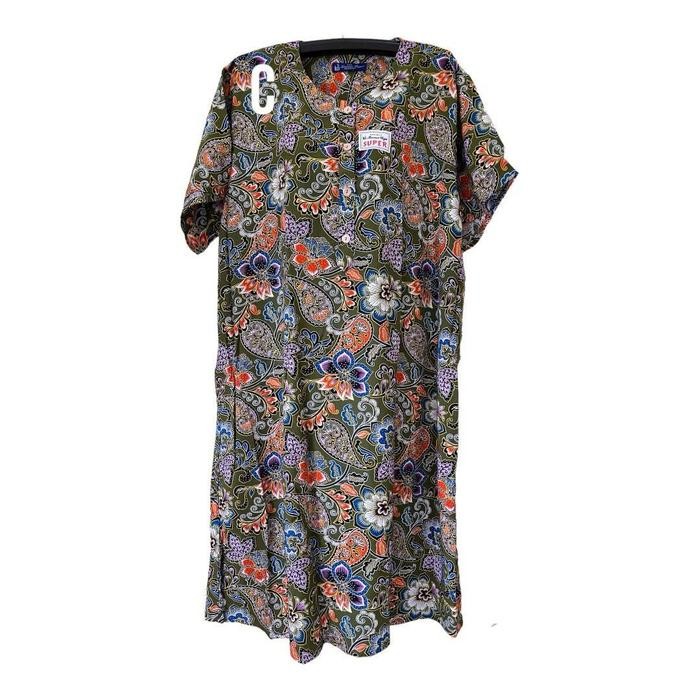 Terbaru Daster Pendek Jumbo Batik Kencana Ungu Label Biru Model L3 Super - Daster Jumbo Kencana Ungu