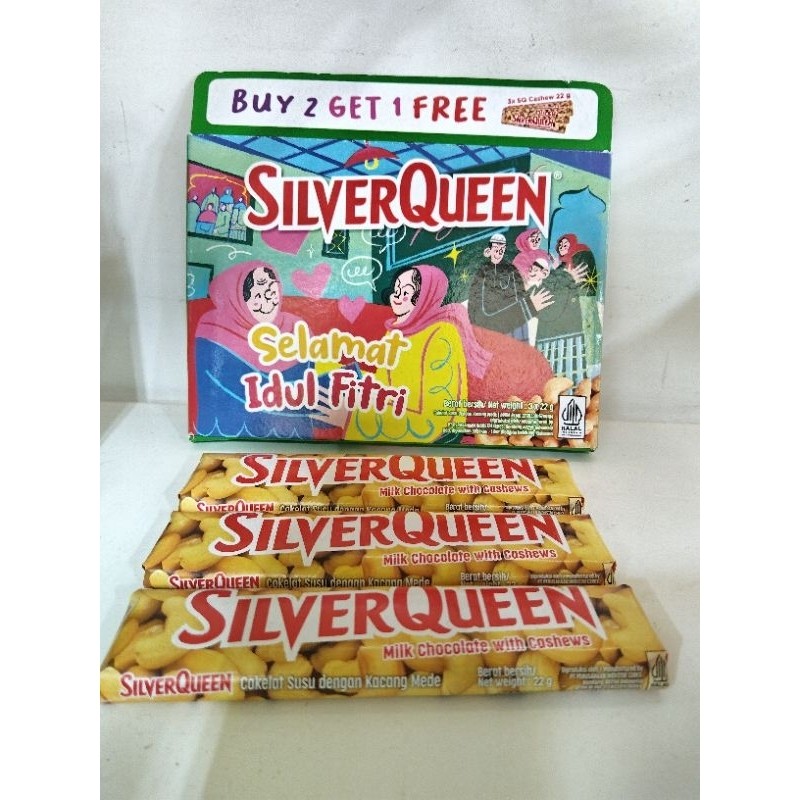 

silverqueen beli 2 gratis 1 (kemasan khusus) ukuran 22gr
