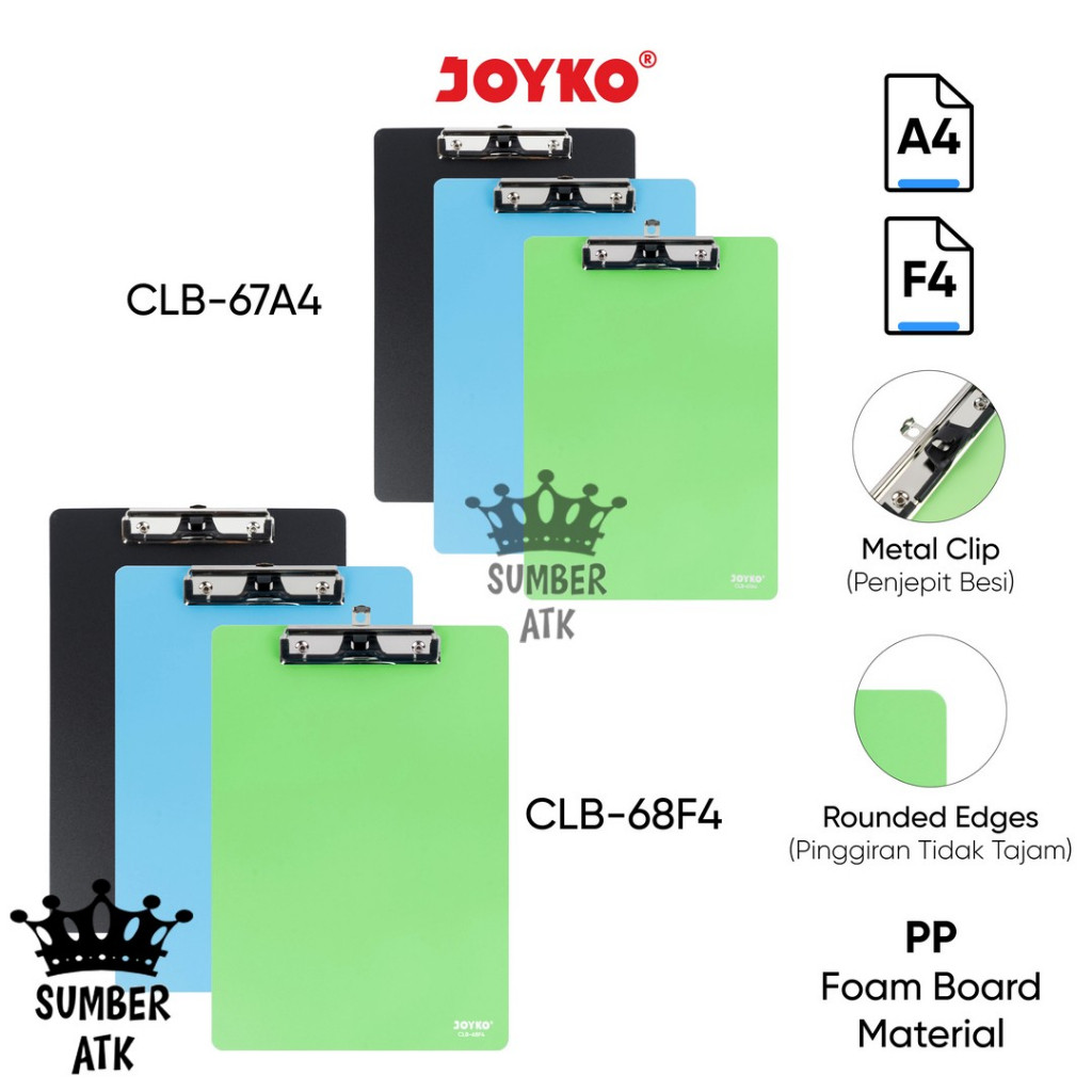 

Clipboard Papan Jalan Alas Ujian Joyko CLB-67~68 CLB-68 A4 F4