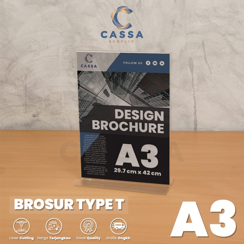 

Tempat Brosur A3 Potrait 2mm 2 Sisi / Tent Holder / Akrilik Display / Tent Card