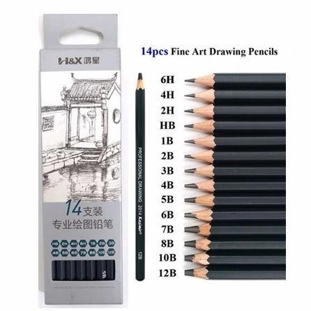 

Set Pensil Sketsa Drawing Graphite Professional Pencils Charcoal 14Pcs