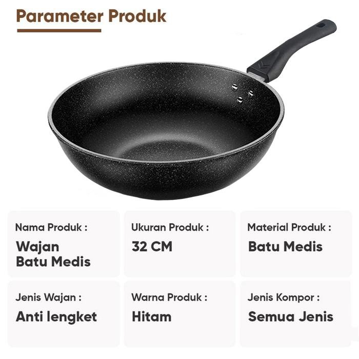 Qme Wokpan White Granite Stainless Series / Wajan Granit Putih / Wajan Teflon Penggorengan Batu