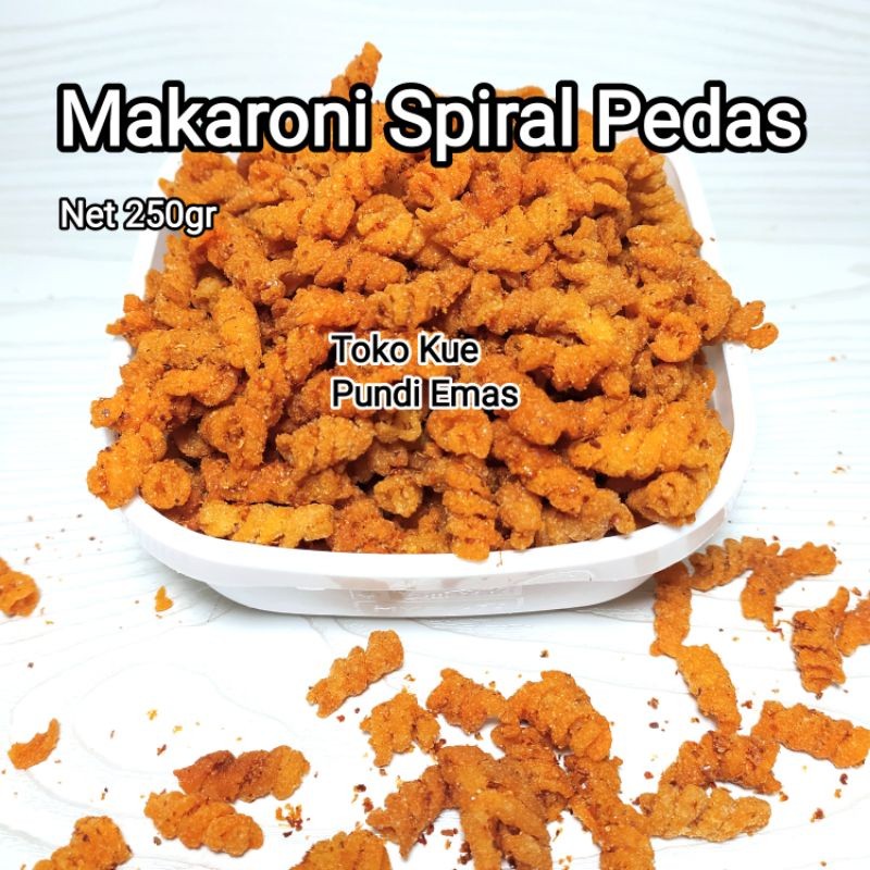 

Makaroni Spiral Ulir Terlaris Pedas Berat Bersih 250 Gram