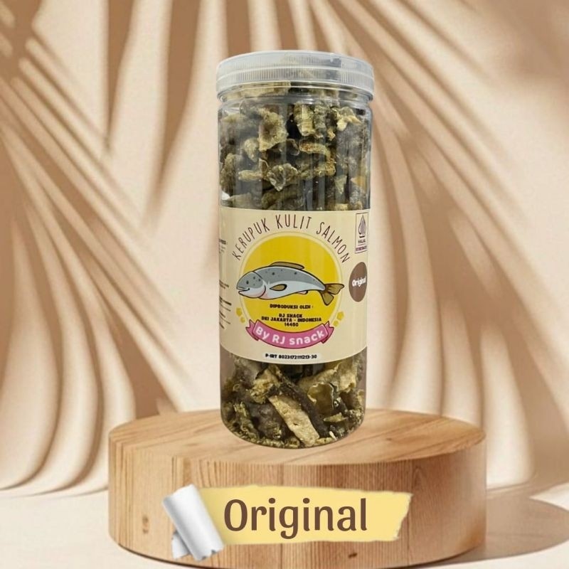 

Keripik Kulit Ikan Salmon Original Kemasan Premium Toples 175gr Fish skin crunch Cemilan kekinian