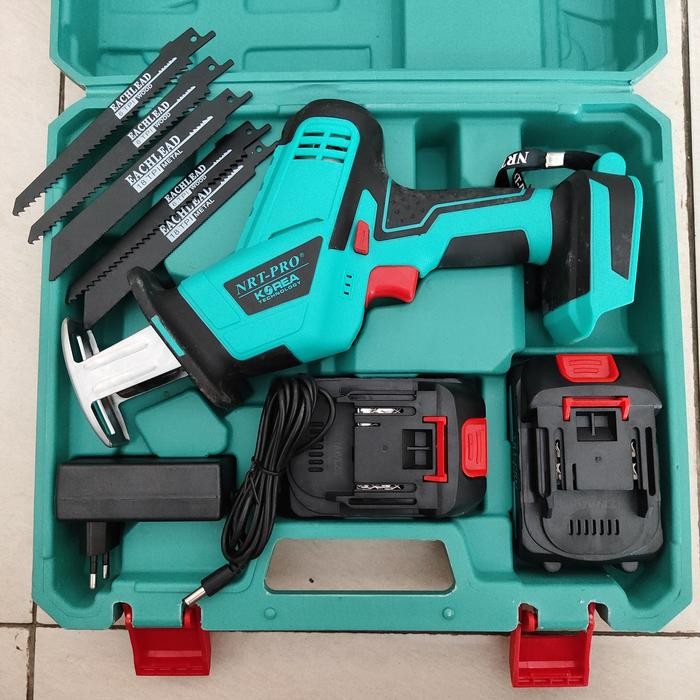 PREMIUM Mesin Gergaji Pemotong Kayu Besi Recipro Saw Cordless Baterai NRT-PRO