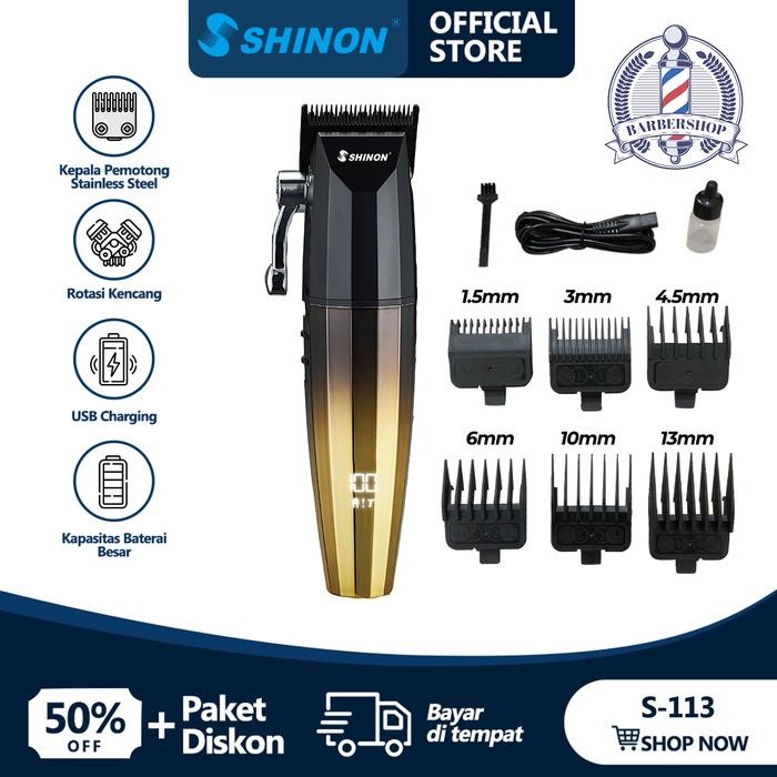 PREMIUM SHINON S-113 Hair Clipper Alat Pangkas Rambut Original Alat Potong Rambut Kliper Bergas