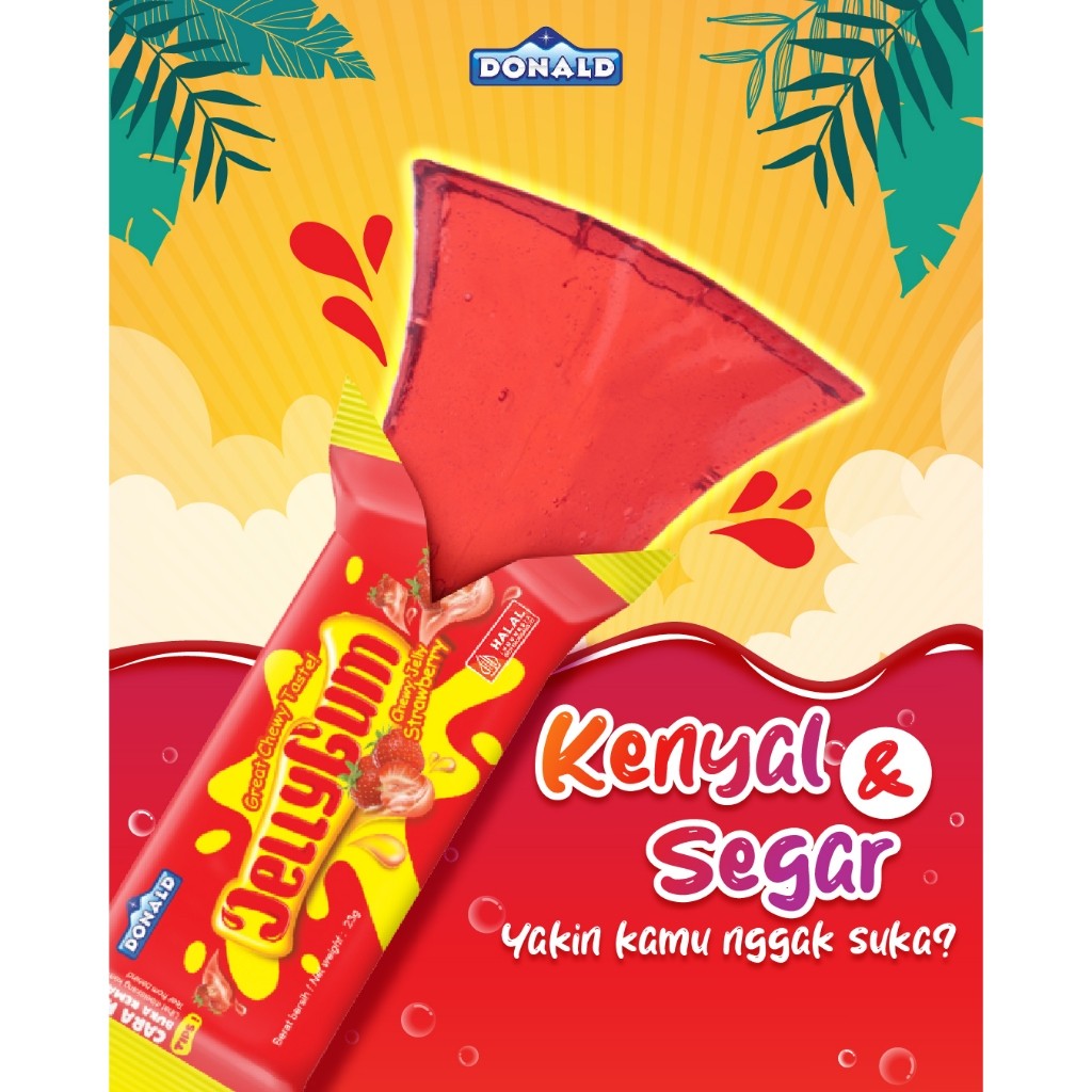 

[ BERKAH ] Donald Jelly Gum Box Isi 24 x 25gr Chewy Jelly Assorted Agar Jelly Rasa Bubblegum Cola