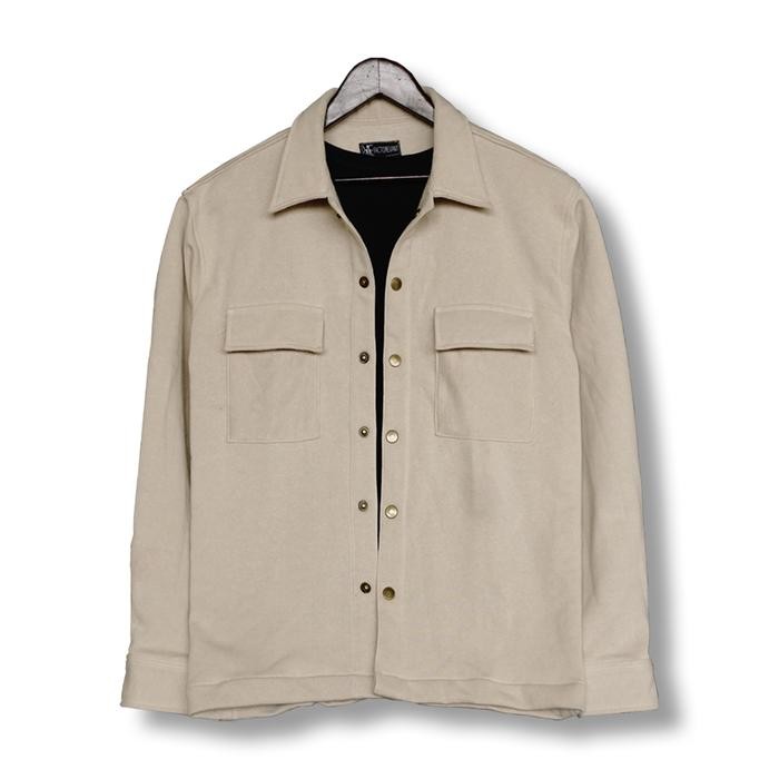 PREMIUM Shacket Jacket Fleece Pria Wanita Unisex Cream Big Size Jumbo M-5XL Reevant Store