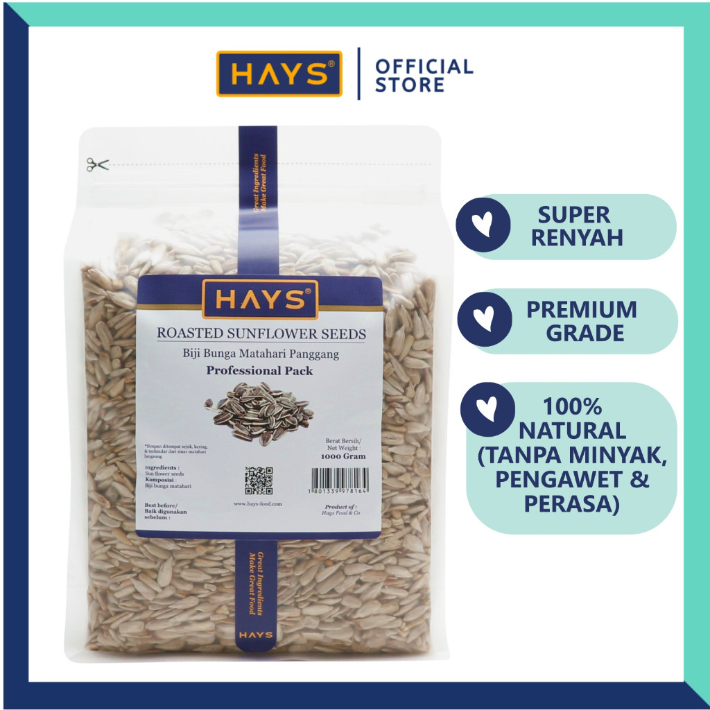 

Roasted Sunflower Seeds 1KG / Biji Bunga Matahari Panggang 1KG / Kuaci / Kwaci - HAYS