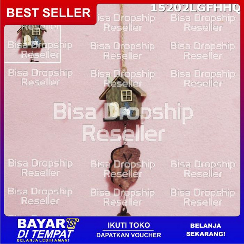 FREE ONGKIR GANTUNGAN BEL BELL LONCENG PINTU KAMAR MODEL RUMAH COKLAT 15202 BISA COD