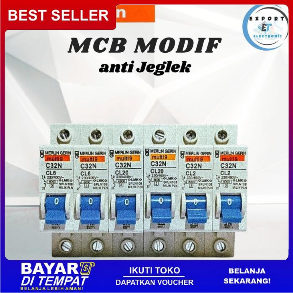 FREE ONGKIR MCB MERLIN GERIN 6A 1P MODIF ANTI JEGLEK PLN - ORIGINAL BISA COD