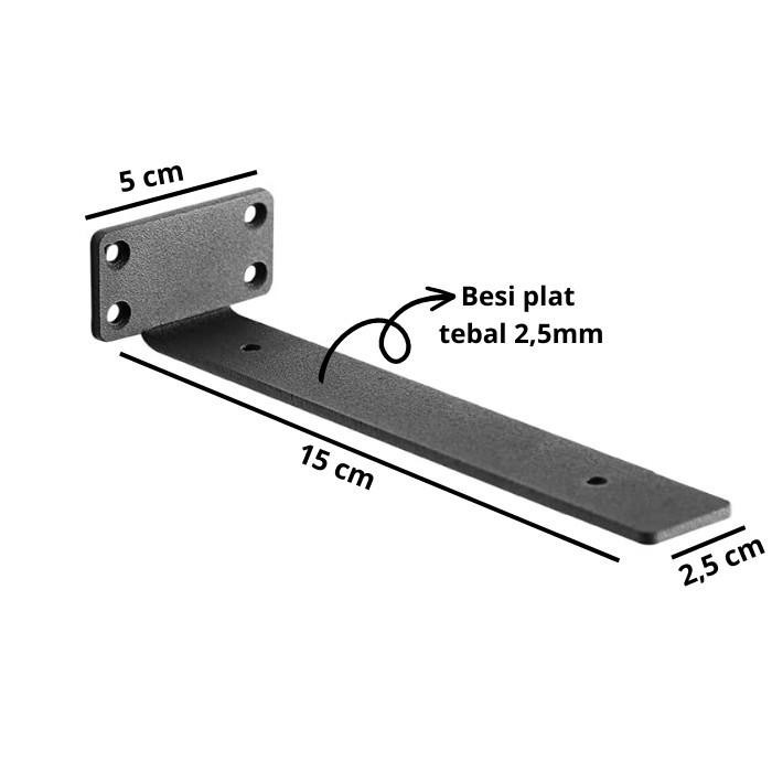 Siku Rak Dinding Besi L Rak Penyangga Bracket Ambalan panjang 15 cm