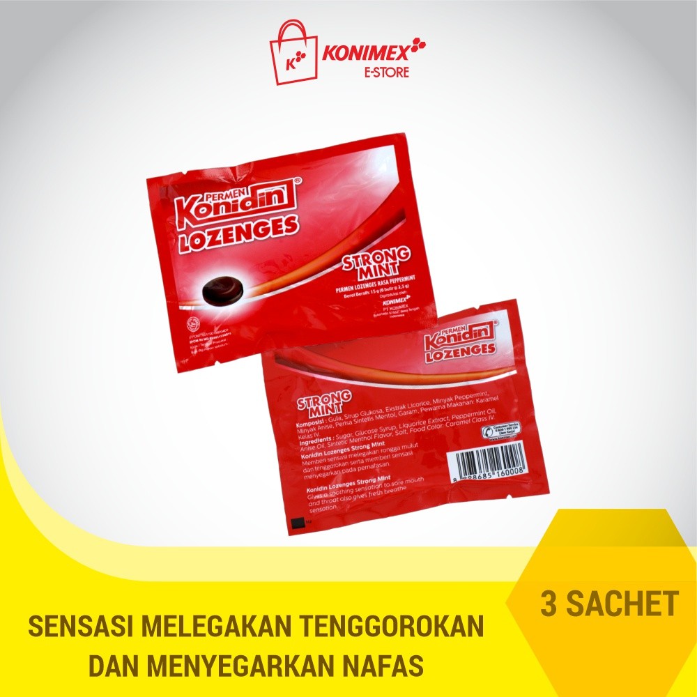 

Konidin Lozenges Strong Mint - 3 sachet Permen Lozenges Rasa Peppermint
