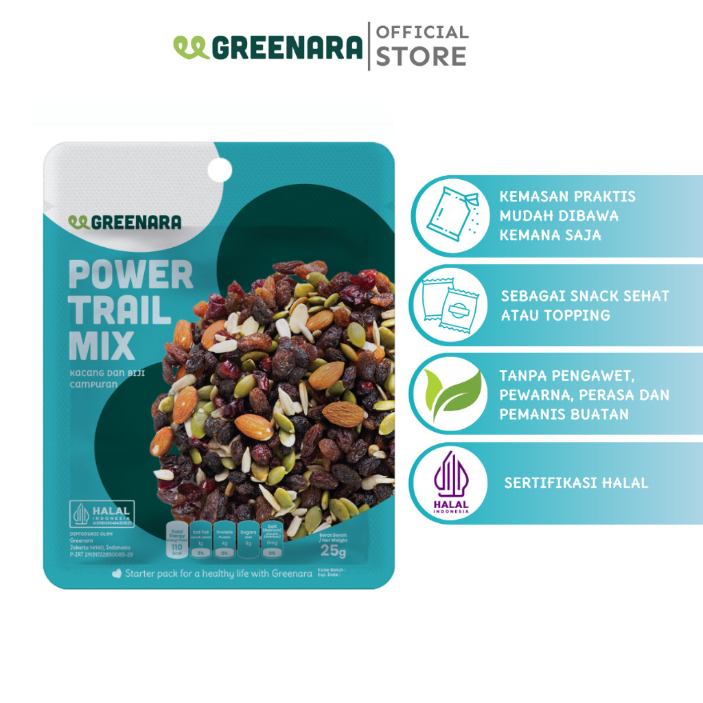 

Greenara One Serving Power Trail Mix 25gr / Snack Sehat