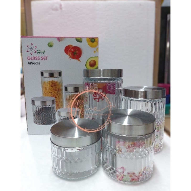 KC327 Toples kaca 4in1 FREE BUBBLEWRAP toples kue lebaran toples lebaran Toples Diamond isi 4 Toples