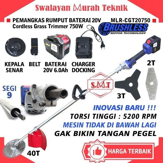 Tersedia Mollar Cgt20750 Potong Rumput Baterai Brush Cutter Cordless High Torsi