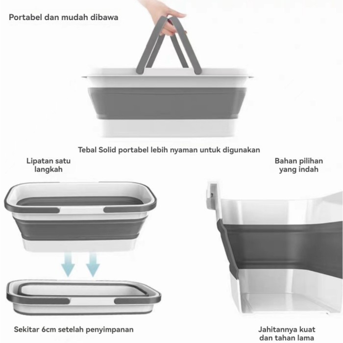Highline Baskom Lipat Ember Plastik Lipat Silikon Baskom Baskom Lipat Multifungsi