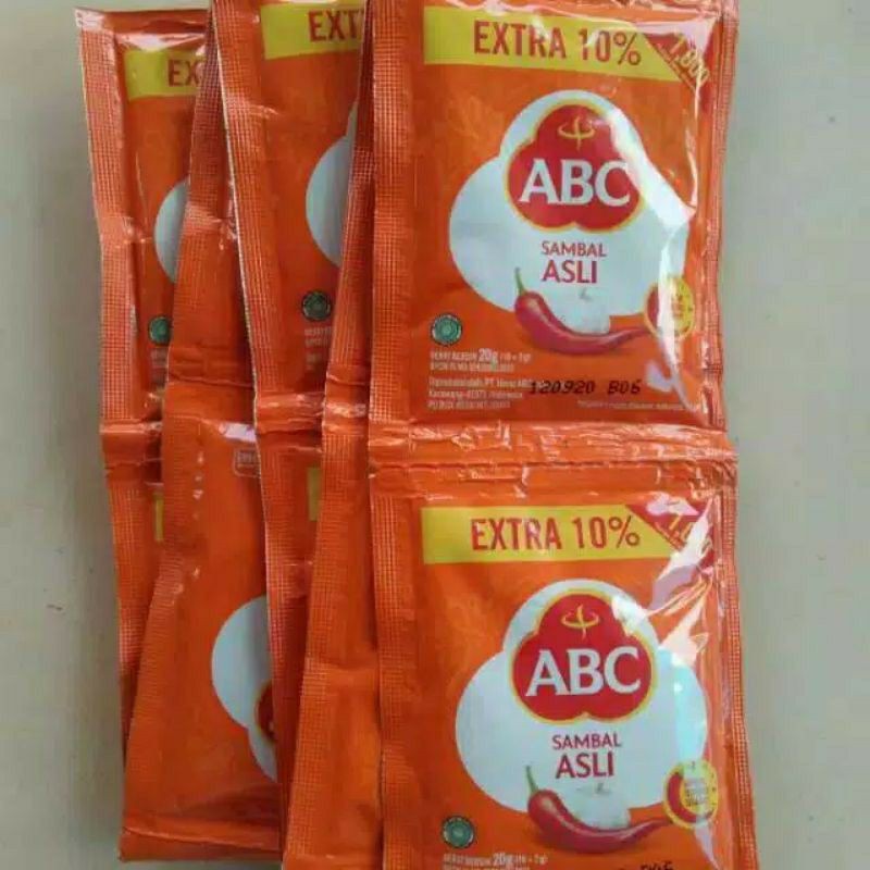 

Sambal Abc Saus Saos Sachet 20 gram isi 10 sachet