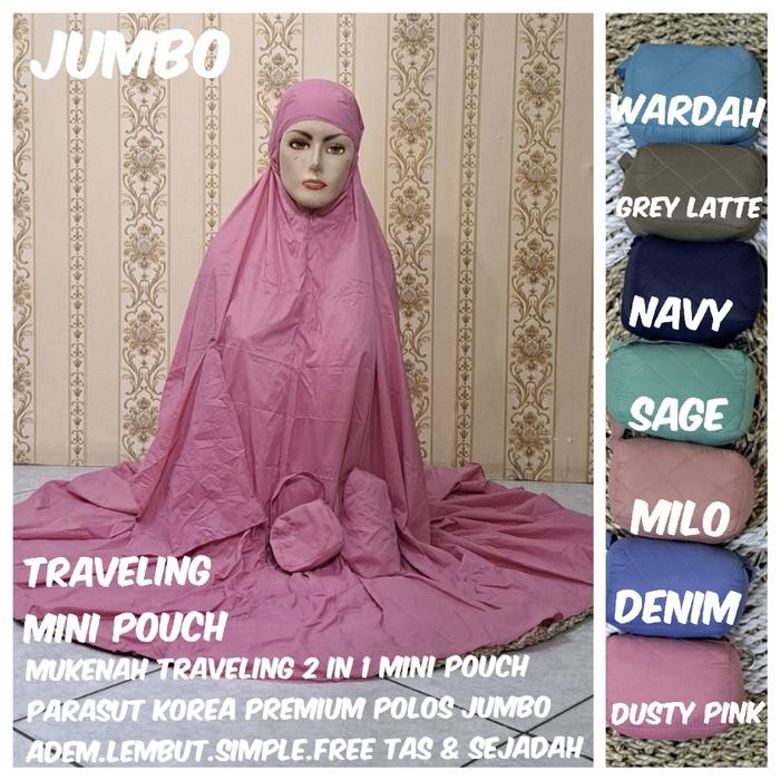 Mukenah Traveling Mini Pouch Parasut Korea Motif JUMBO FRE TAS&SAJADAH