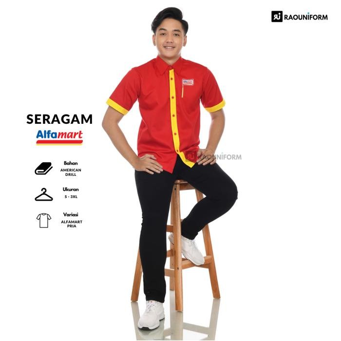 Seragam Kerja Alfamart/Baju Karyawan Alfamart/Baju Alfamart Pria Wanita/Seragam Pria Wanita Bordir