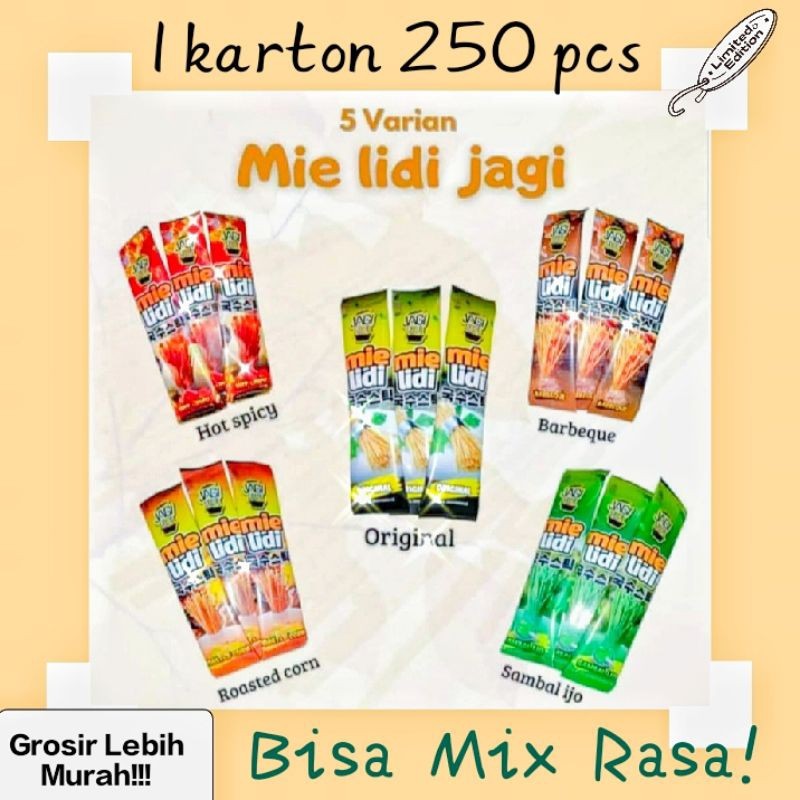 

Sega Tungtung Paket Usaha Mie Lidi Jagi Viral Tiktok 1 Karton Isi 250 Pcs(Agen)