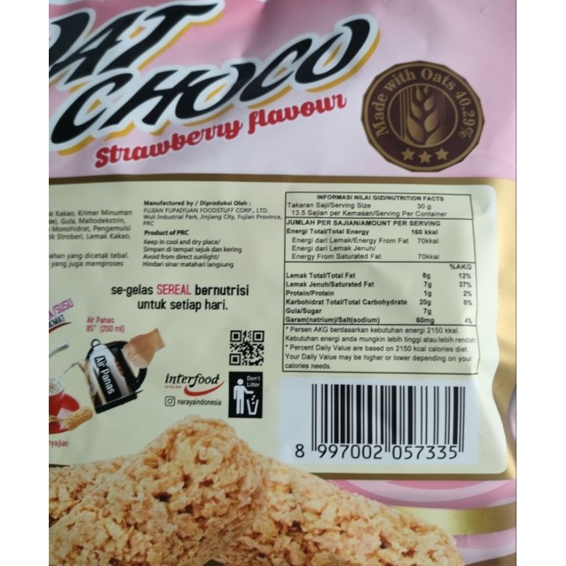 

Sega Tungtung Naraya Oat Choco 400 Gr