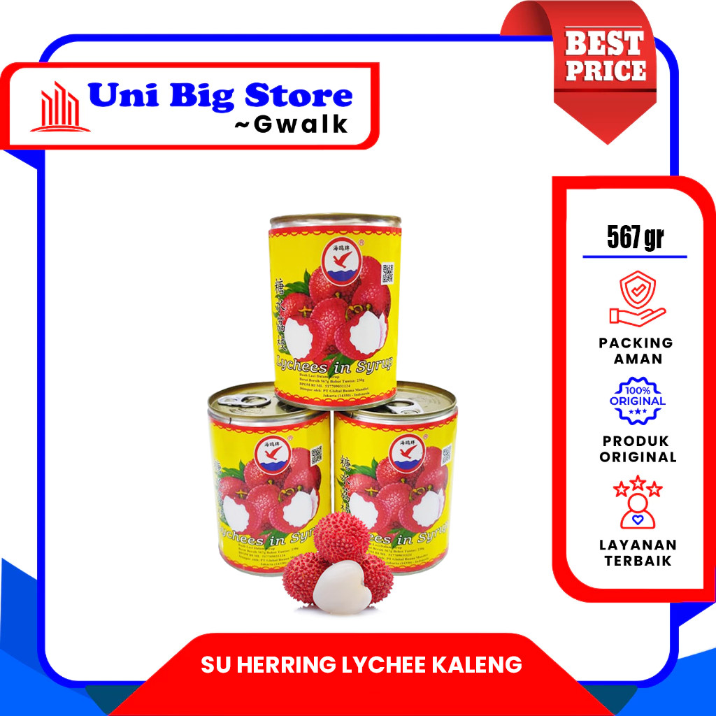 

Sega Tungtung Su Herring Brand Lychee In Syrup Leci Kaleng - 567 Gr