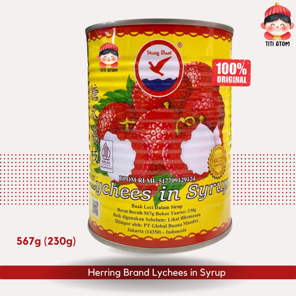 

Sega Tungtung Herring Brand Lychee In Syrup Buah Leci Kaleng 567G 230G