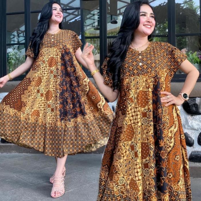 DASTER PAYUNG JUMBO SOGAN BATIK DASTER KLOK KENCANA UNGU