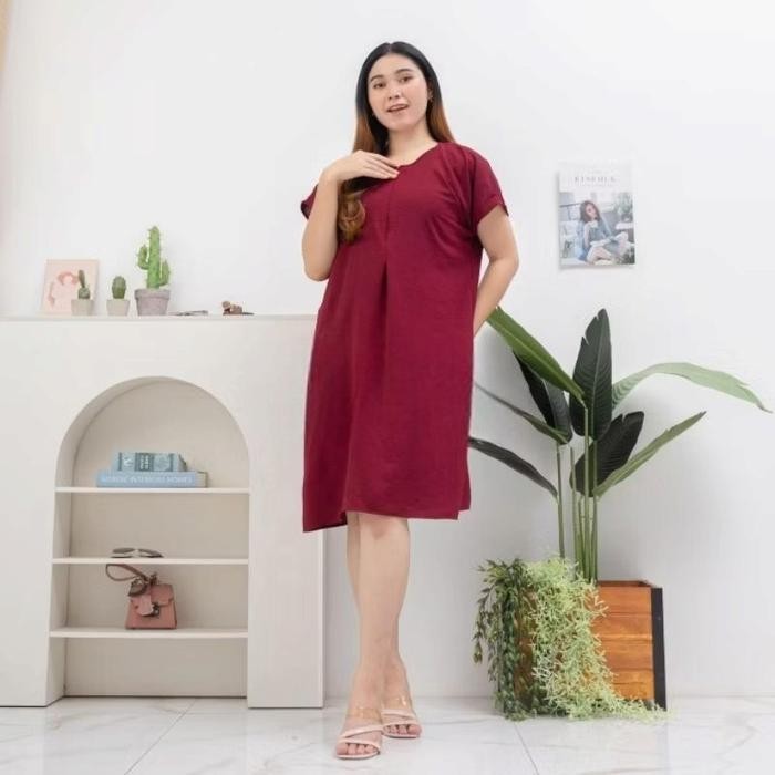 Dress Namira Airflow Namira Airflow Daster Pendek Polos Hitam Navy Nyaman Busui bahan crinkle