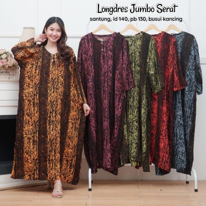 Daster jumbo lengan panjang kancing depan ld 130 Pjg 133