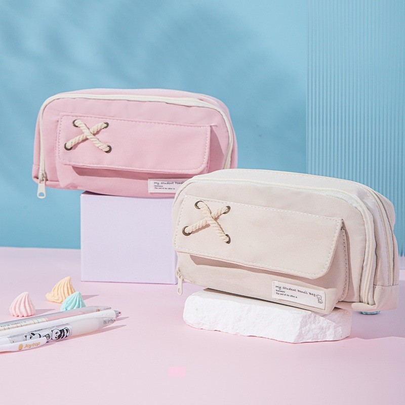 

SS TEMPAT PENSIL MODEL PITA SILANG KOTAK PENSIL TALI RAMI RITSLETING GANDA BAHAN KANVAS POUCH TEMPAT