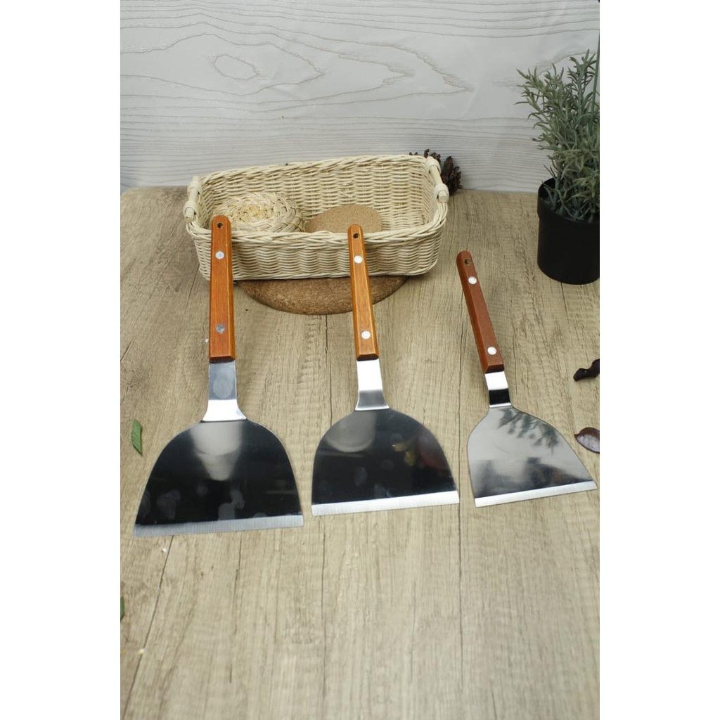 

Spatula Stainless Jepang Teppanyaki Martabak Bbq Sutil Crepe Scrapper