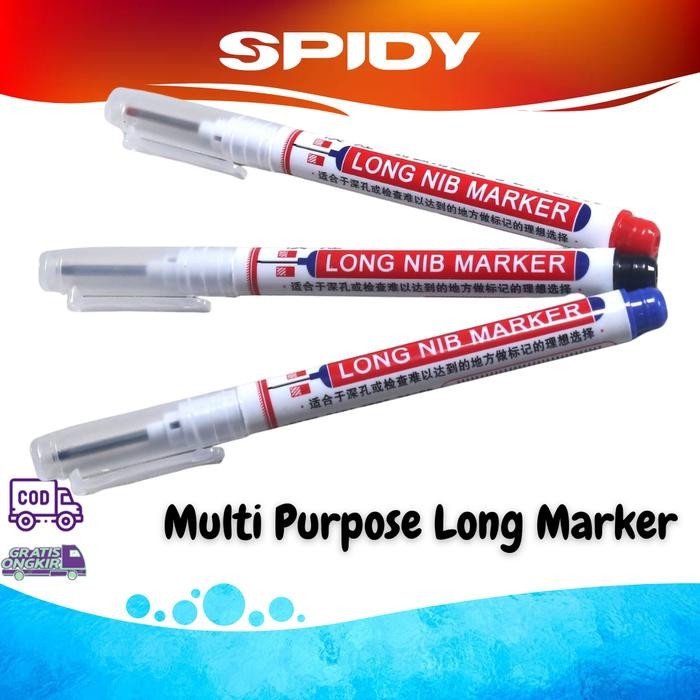 

Spidol Long NIB Marker Panjang 2cm Penanda Anti Air Serbaguna Di Permukaan Kaca Plastik Besi Kayu