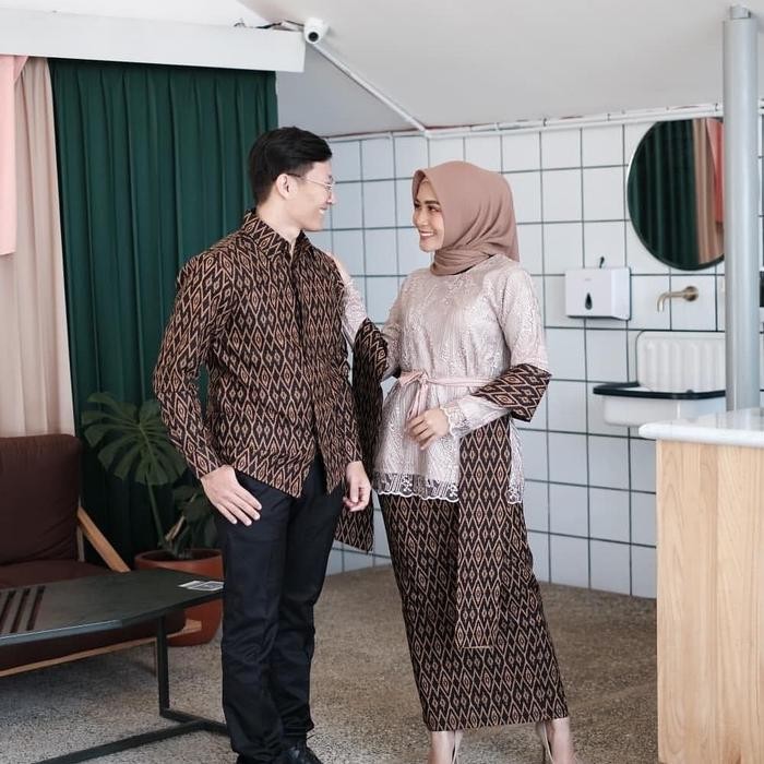 PREMIUM NK BATIK Couple Set Kebaya XIAO Cream Jumbo